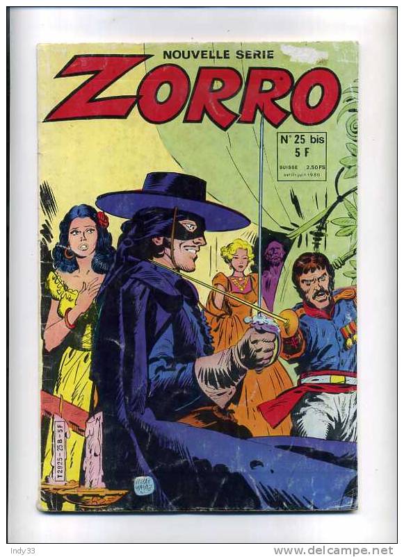 - ZORRO NOUVELLE SERIE N°25BIS   . EDITIONS DE L'OCCIDENT 1980 - Zorro