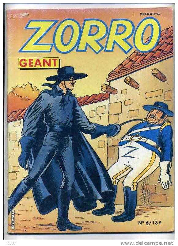 - ZORRO GEANT N°6 . EDITIONS DE LA PAGE BLANCHE 1986 - Zorro