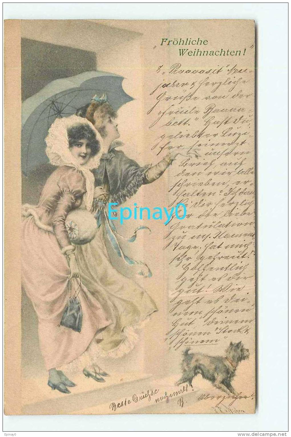 B - ILLUSTRATEUR - WICHERA - VIENNE N ° ? -  MUNCK - VIENNOISE - FEMME - CHAPEAU - CHIEN - PARAPLUIE - Wichera