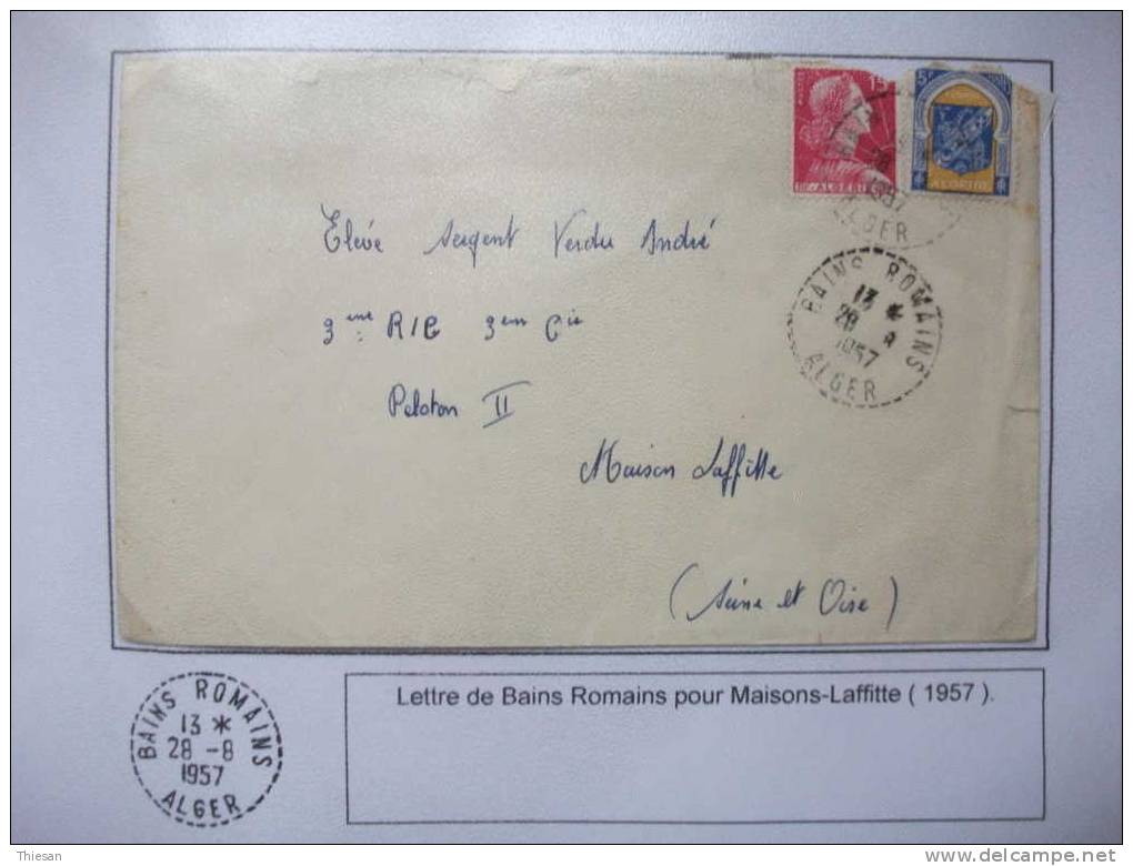 Algérie. Lettre Bains Romains / Alger 1957 ( Distribution ) Marianne + Blason - Lettres & Documents