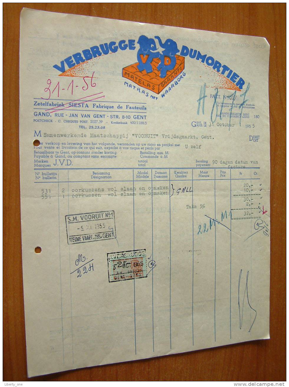 VERBRUGGE DUMORTIER / GAND - 1955 ! - Autres & Non Classés