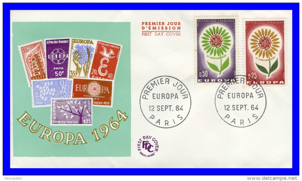 1430-1431 (Yvert) Sur Enveloppe Premier Jour (PJ) Paris - Europa 1964 - France 1964 - 1960-1969