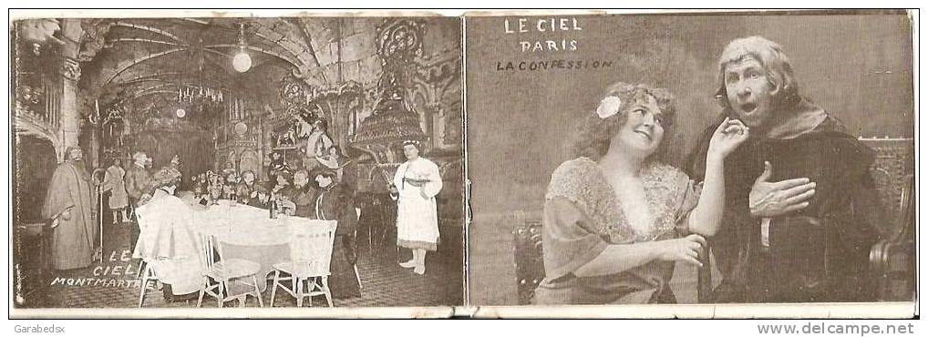 4 CPA Dans Un Carnet : LE CABARET DU CIEL (Illusions Et Visions) à Paris-Montmartre. - Cabarets