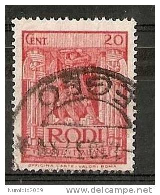 1932 EGEO USATO PITTORICA 20 CENT - RR6094 - Egeo