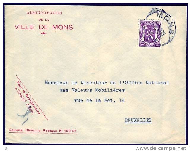 714 - Ville De Mons - Administration Communale + Publicité Au Verso - Lettres & Documents
