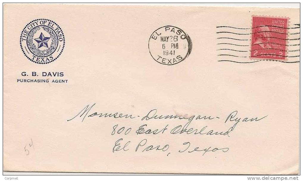 US - 3 -  VF 1941 Clean COVER From THE CITY OF EL PASO, TEXAS - Lettres & Documents