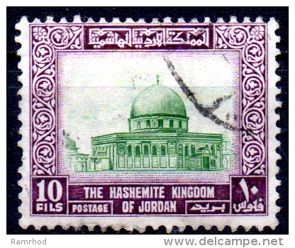 JORDAN 1954 Dome Of The Rock - 10f. - Green And Purple FU - Jordania