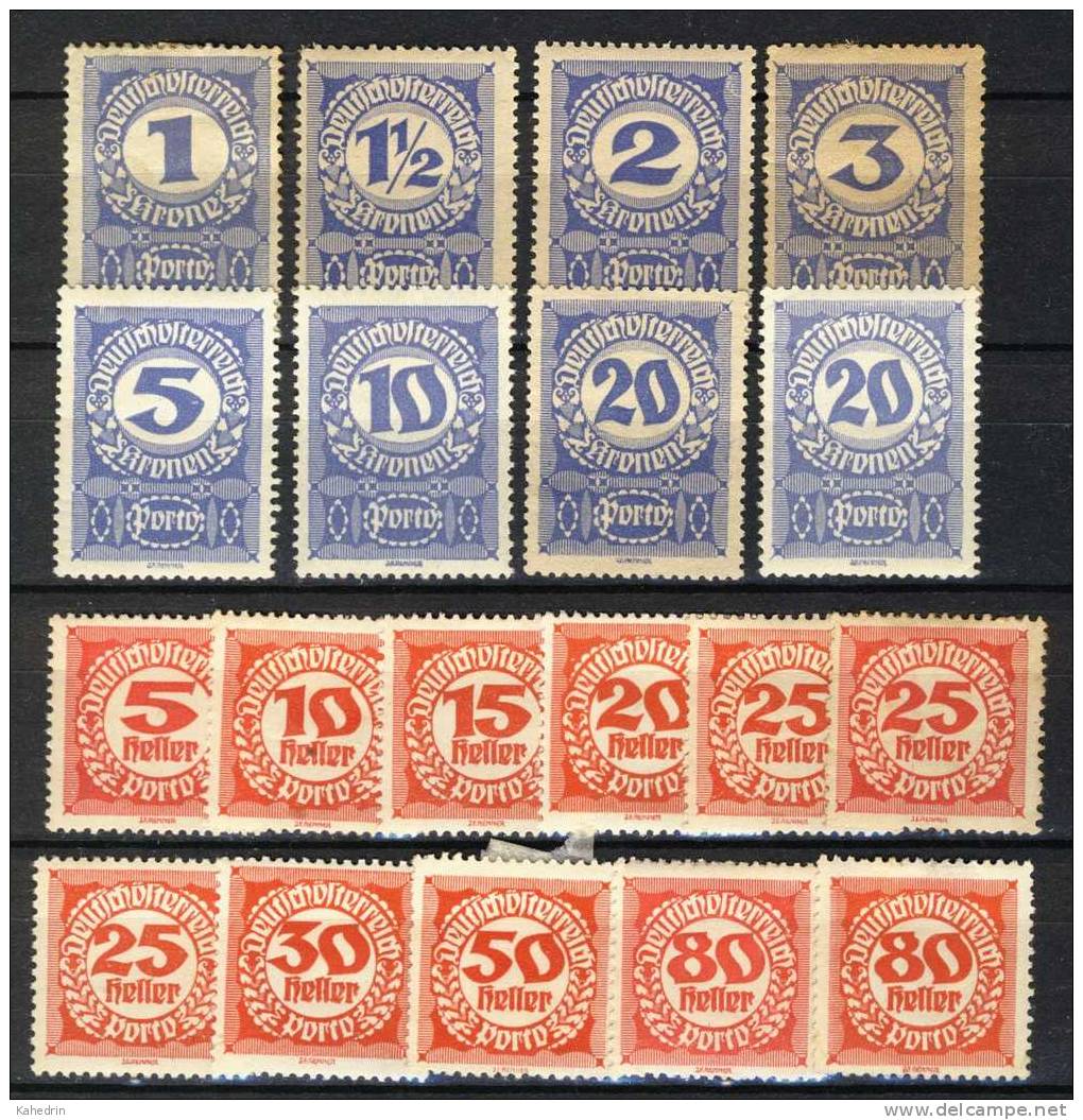 Österreich / Austria 1920, Lot Of 19 Unused Porto Stamps From The Series - Nuovi