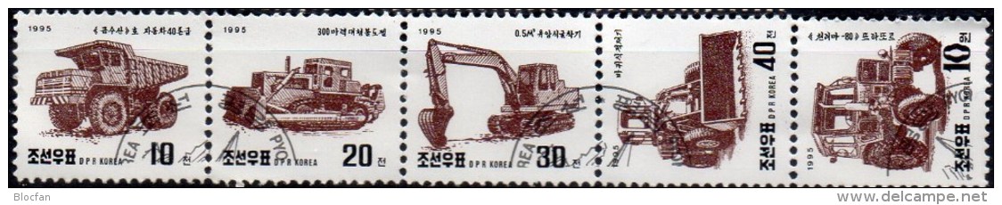 Fahrzeuge Im Bau Korea 3773/7 Als 5-ZD-Streifen O 25€ Spezial-LKW Raupe Bagger Radlader Traktor Se-tenant Of Corea Coree - Altri (Terra)