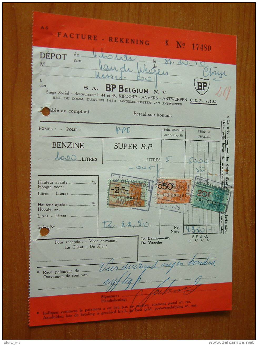 BP BELGIUM NV / ANVERS / ANTWERPEN - 1950 ! - Autres & Non Classés