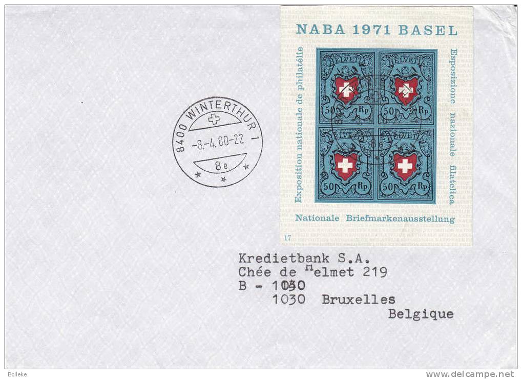 Suisse - Lettre De 1980 - Bloc Avec Planche 17 - Briefe U. Dokumente