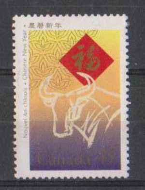 Canada 1997 Used, Chinese New Year, Head Of Ox, Wild Animal - Astrologie