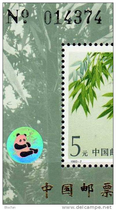 Pandabär Hongkong 1996 Hologramm China Block 62, 62I Plus No. ** 28€ Bambus-Gewächs Panda WWF Bloc Nature Sheet Bf Chine - Blocs-feuillets