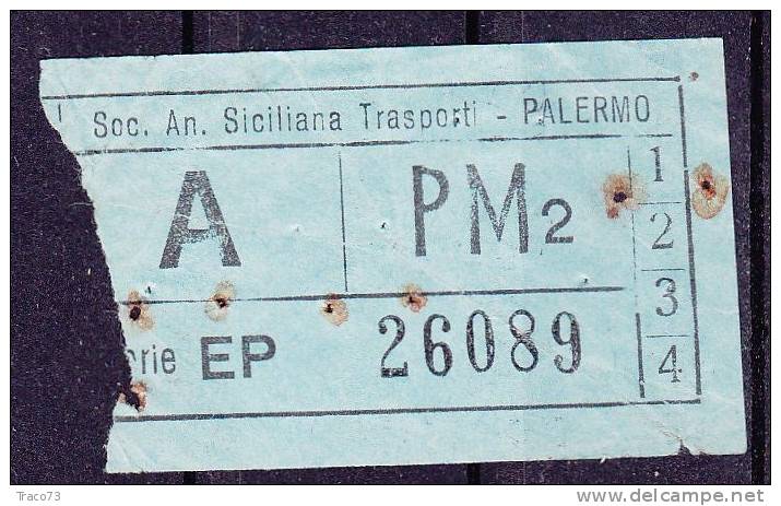 PALERMO  1950 / 60  - BIGLIETTO PER AUTOBUS -   A   Serie  " EP " - Europe