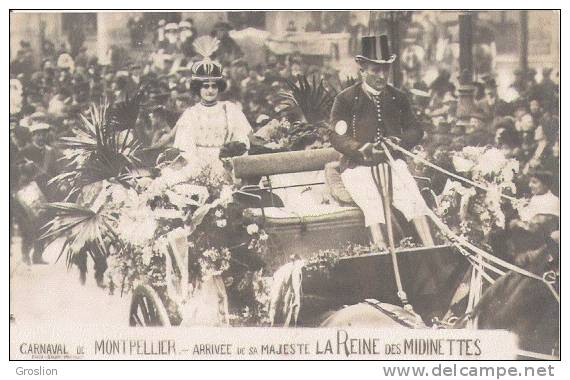 MONTPELLIER  CARTE PHOTOCARNAVAL ARRIVEE DE SA MAJESTE LA REINE DES MIDINETTES  (BELLE ANIMATION) 1911 - Montpellier