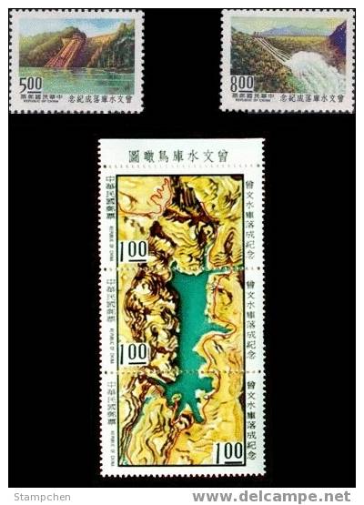 1973 Tsengwen Reservoir Stamps Irrigation Dam Hydraulic Power Map Taiwan Scenery - Wasser