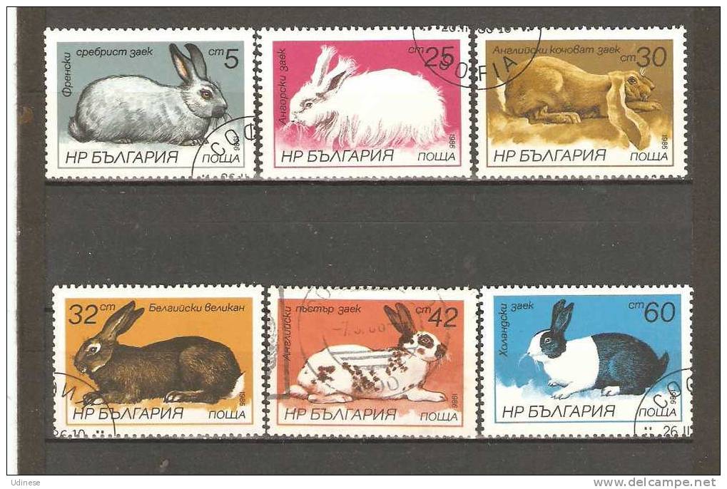 BULGARIA 1986 - HARES AND RABBITS - CPL. SET - USED OBLITERE GESTEMPELT USADO - Rabbits