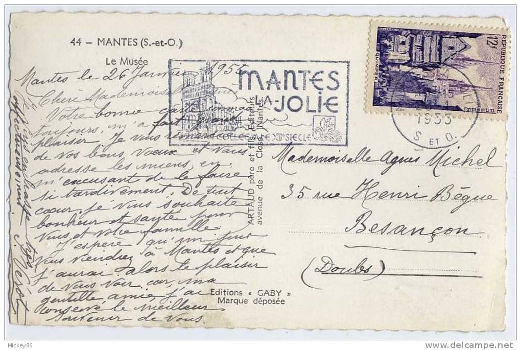 MANTES --1953--Le Musée ,cpsm Pt  Format N° 44  éd Artaud - Mantes La Jolie