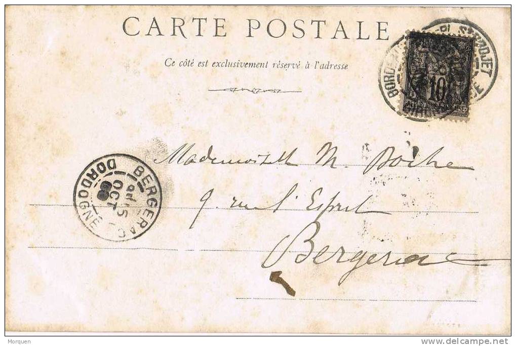 Postal BORDEAUX 1900. Ambulant Bordeaux A Sr. Projet - 1898-1900 Sage (Type III)