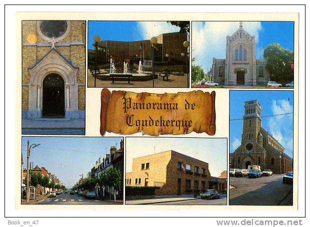 {52806} 59 Nord Panorama De Coudekerque , Multivues ; La Poste , Hôtel De Ville , Eglises , Porche Sacré Coeur - Coudekerque Branche