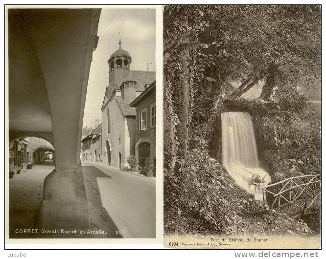 Coppet - Grande Rue Et Les Arcades / Au Parc Du Château       Ca. 1920 / 1930 - Coppet