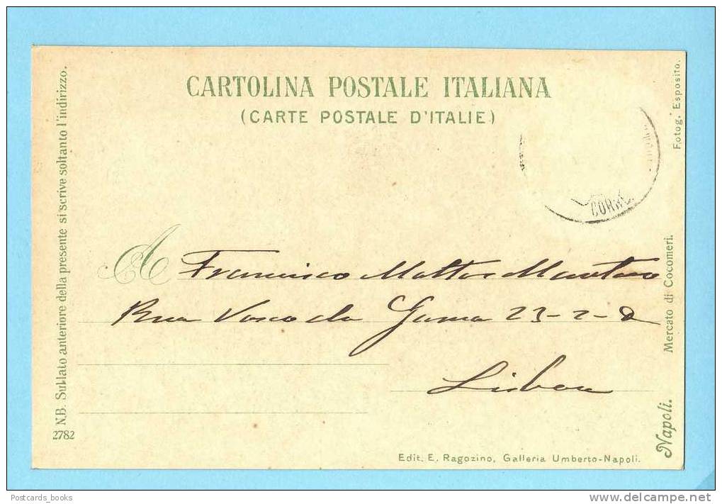 Italie-Campania-Napoli-Mercato Di Cocomeri Animata Cartolina ITALIA / CPA 1900's. MERCADO DE MELANCIA. Old Postcard - Napoli