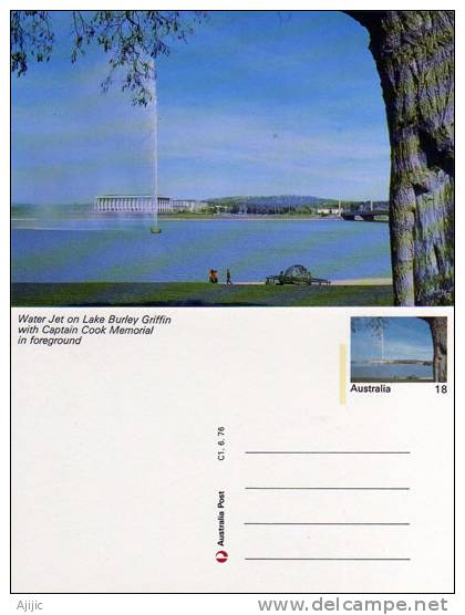 Australie. Lac Burley Griffin Avec Jet D'eau à Canberra. Carte Postale & Entier Postal Neuf - Canberra (ACT)