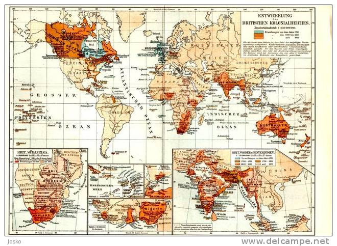 GREAT BRITAIN BRITISH COLONIES (original Lithographic Old Map From 1904) Carte Originale Lithographique Ancienne De 1904 - Carte Geographique