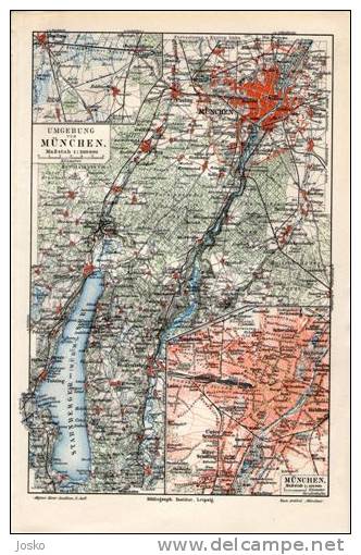 MUNCHEN - Germany Deutschland ( Original Lithographic Old Map From 1904. ) La Carte Originale Lithographique Ancienne - Geographical Maps