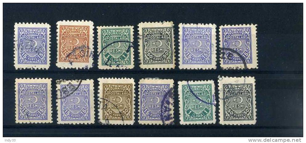 - TURQUIE . TIMBRES DE SERVICE 1949 OBLITERES - Timbres De Service