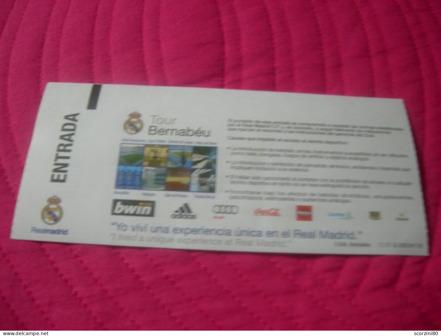 Biglietto Tour Santiago Bernabeu Real Madrid 2010 - Bekleidung, Souvenirs Und Sonstige