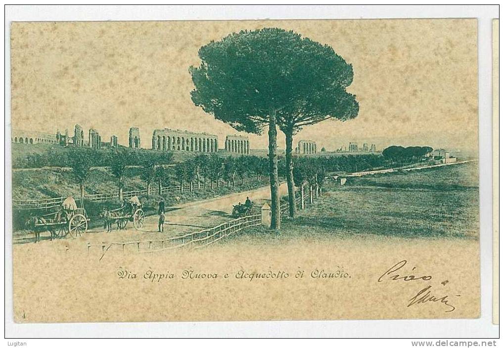 CARTOLINA  - ROMA - VIA APPIA NUOVA E ACQUEDOTTO DI CLAUDIO - ANIMATA - ROME - LAZIO - ITALY - Brücken