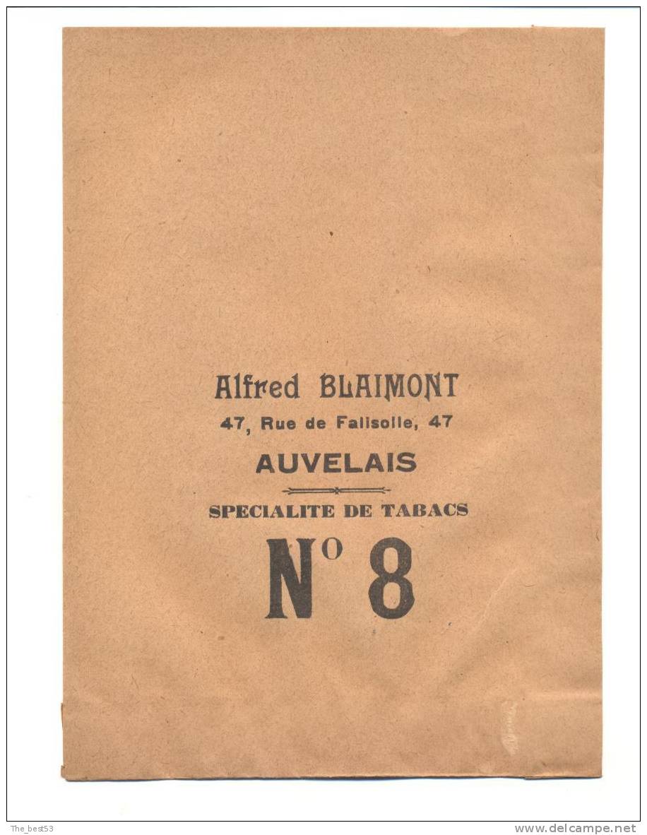 Sac Papier Pour Vente De Tabac En Vrac  Alfred Blaimont Auvelais    12.8 X 18 Cm - Empty Cigarettes Boxes