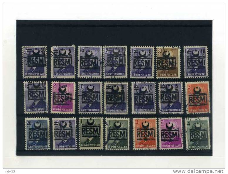 - TURQUIE . TIMBRE DE SERVICE OBLITERES - Official Stamps