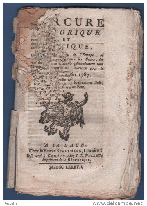 MERCURE HISTORIQUE ET POLITIQUE JUIN 1787 LA HAYE - PARIS ASSEMBLEE DES NOTABLES DISCOURS - SAINT OMER - MARINE ... - Kranten Voor 1800