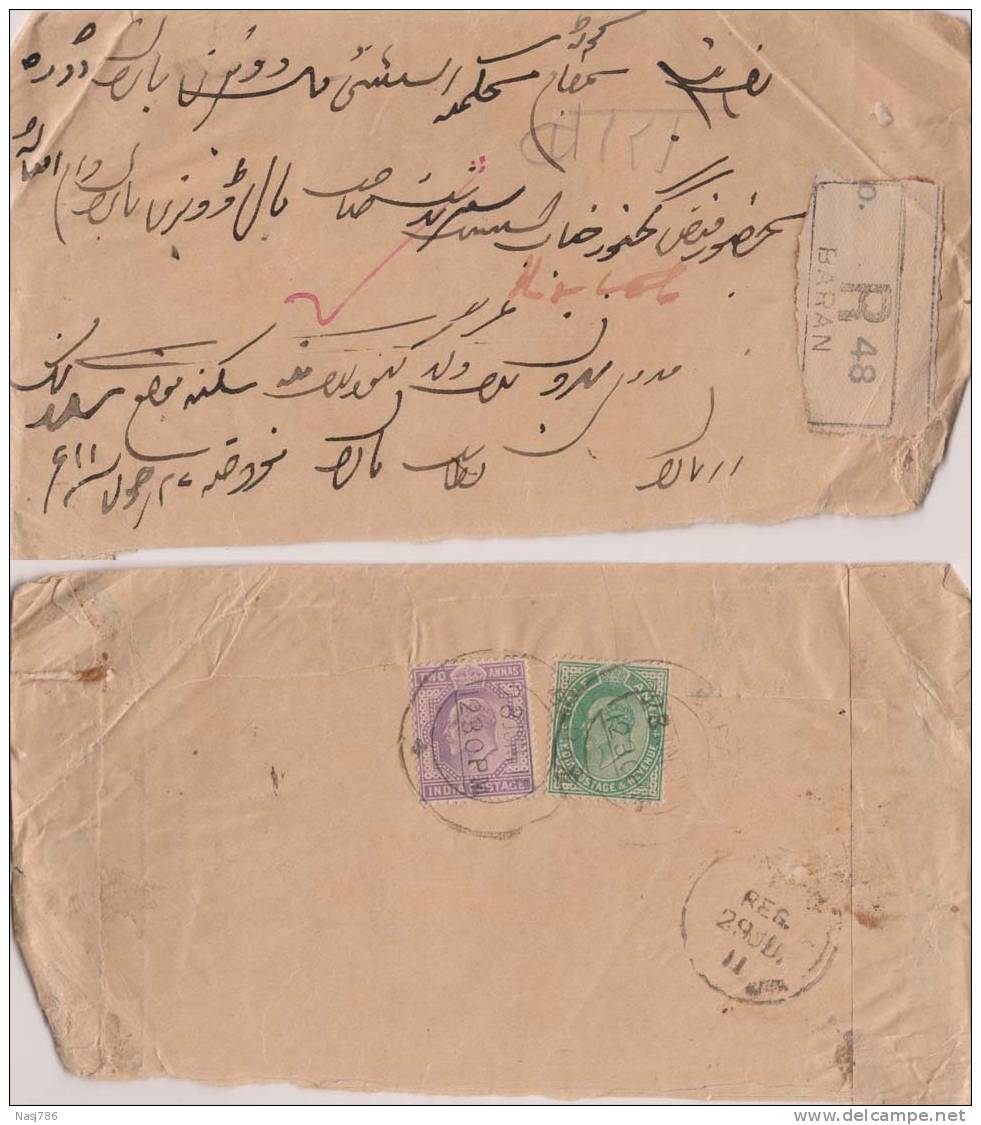 Br India, King Edward, Registered Cover, Baran, India As Per The Scan - 1902-11 Koning Edward VII