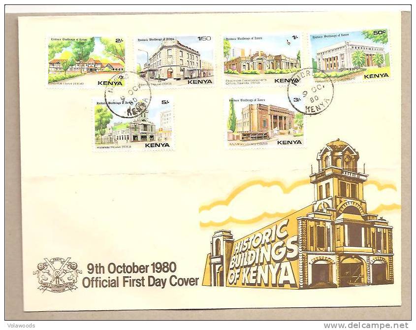 Kenya - Busta Fdc Con Serie Completa: Edifici Nazionali Storici - 1980 - - Kenia (1963-...)
