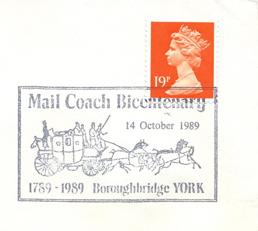 Great Britain 1989 Boroughbridge Special Cancel On Cover Mail Coach Bicentenary - Diligences