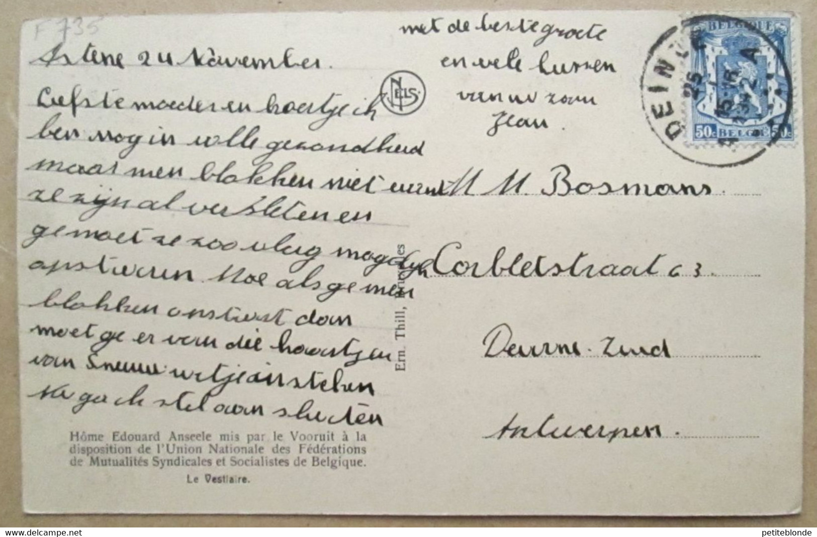 (F735) - Hôme Edouard Anseele Mis Par Le Vooruit à La Disposition De L'Union Nationale Des Fédérations De Mutualités ... - Deinze