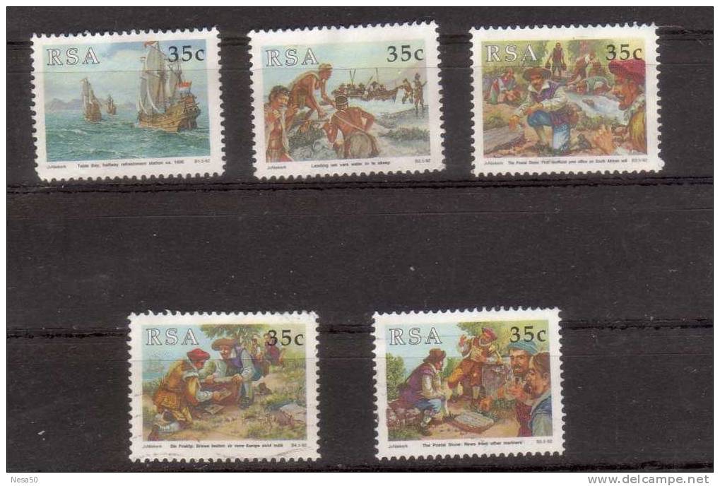 Zuid-Afrika RSA: 1992 Mi Nr 834-838 National Stamp Day , Nederlanders, Boten, Ship - Gebruikt