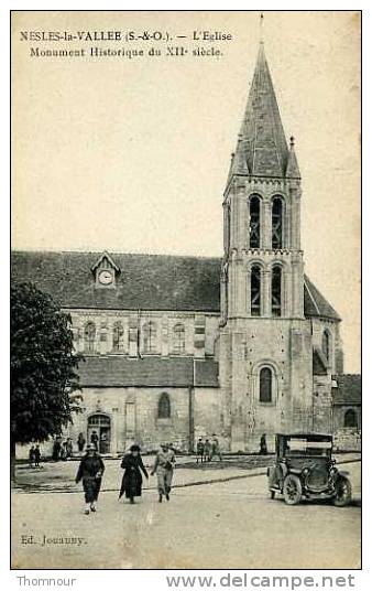 95  -  NESLES-la-VALLEE   (S & O ) - L´Eglise - Monument Historique De XIIe Siècle- 1924 - BELLE CARTE ANIMEE - - Nesles-la-Vallée