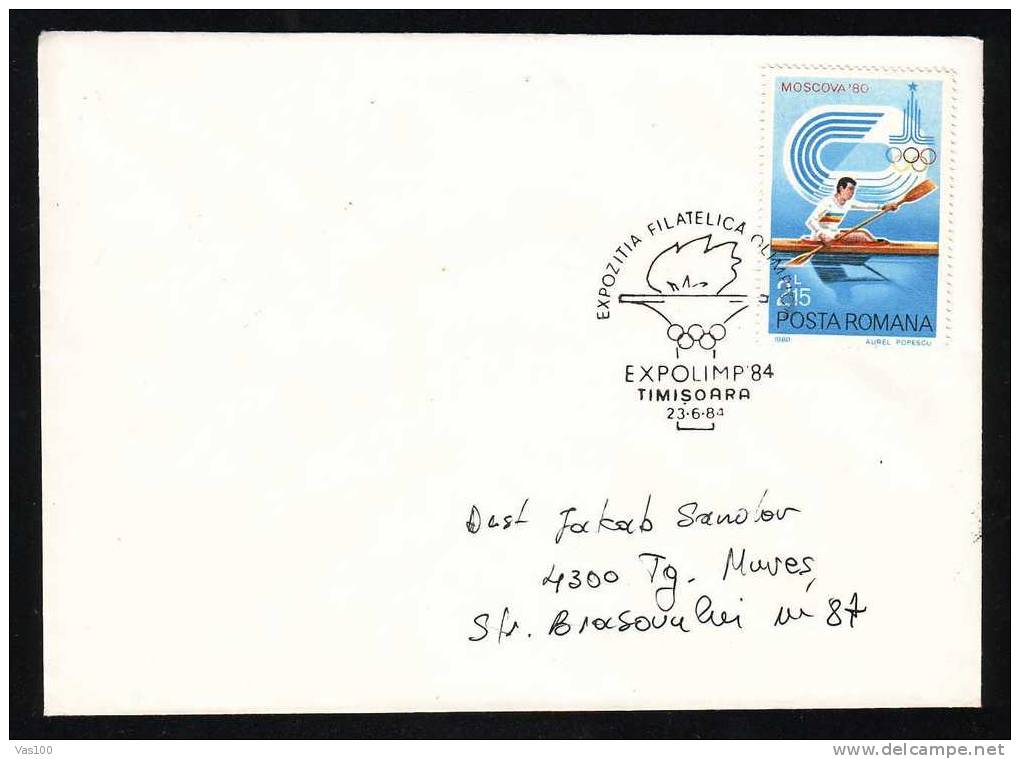 ROWING  STAMP ON  COVER 1984,OLYMPIC GAMES. - Canoa