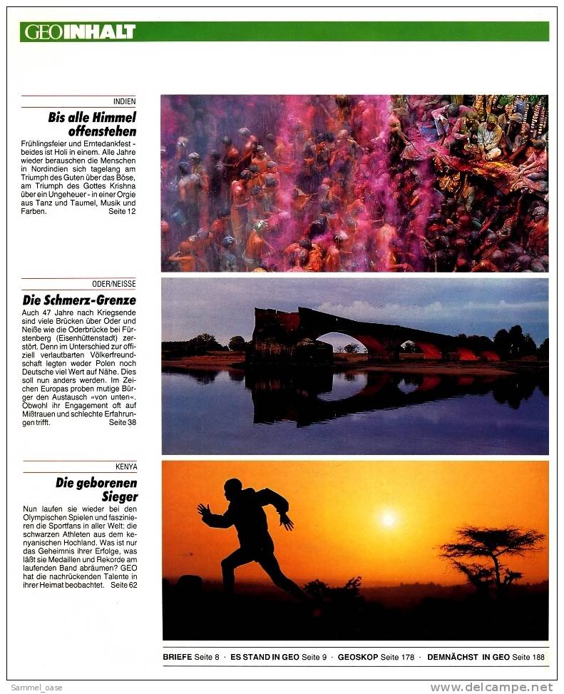 Geo Magazin  -  Nr.8  1992 ,  Holi-Fest : Indiens Himmel Auf Erden  ,  Kenya : Die Geborenen Sieger - Sonstige & Ohne Zuordnung