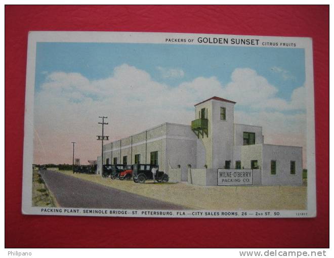 St.Petersburg Fl    Golden Sunset Packers   Vintage Wb  3 Paper Peel Back - St Petersburg