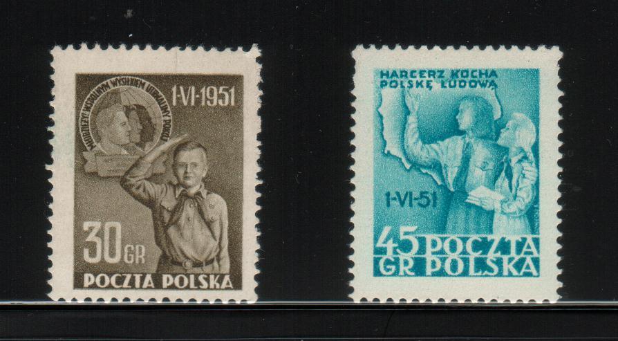 POLAND 1951 INTERNATIONAL CHILDREN´S DAY SET OF 2 NHM Scouts Scouting Girl Guides - Ongebruikt