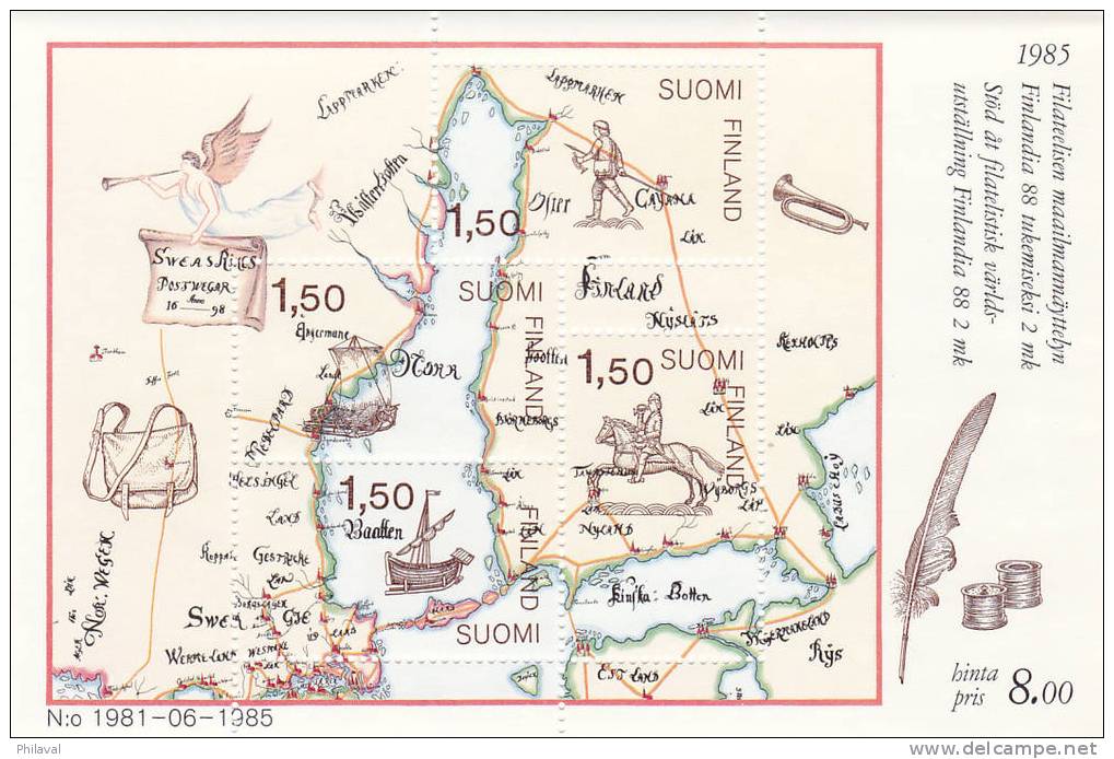 FINLANDE : Bloc Filatelelisen Maailmannäyttelyn Finlandia 88 Tukemis 2 Mk - Montreux, Service Postaux Européens - Lettres & Documents