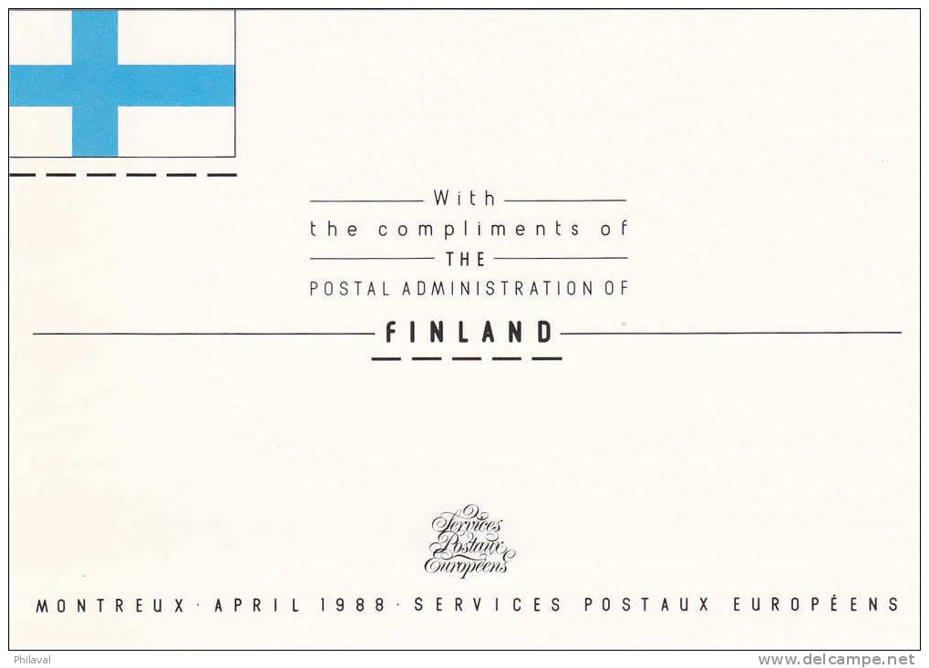 FINLANDE : Bloc Filatelelisen Maailmannäyttelyn Finlandia 88 Tukemis 2 Mk - Montreux, Service Postaux Européens - Storia Postale