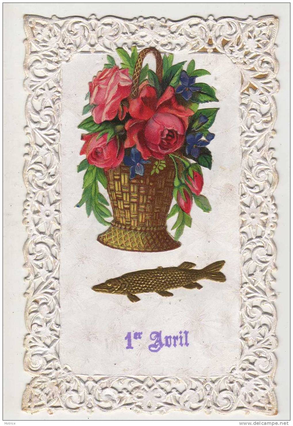 1er AVRIL  -   Bouquet De Fleurs, Carte Dentelée - 1er Avril - Poisson D'avril