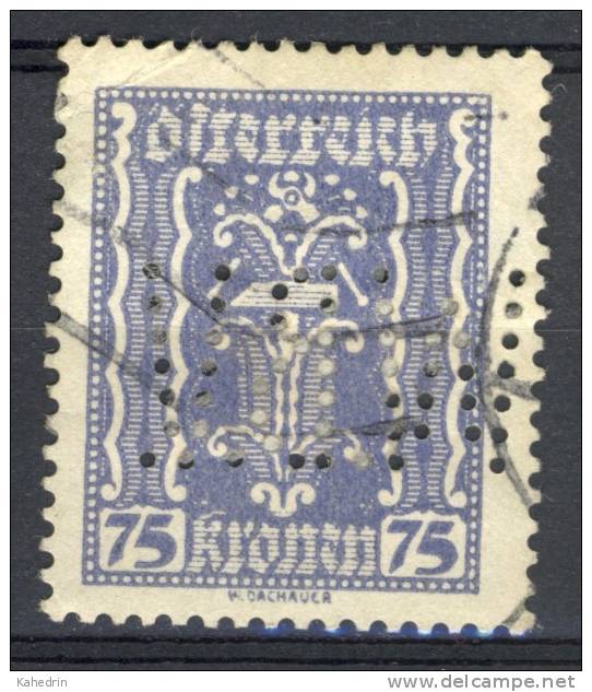 Österreich / Austria 1922, Mi. # 376 (o), Perfin: W.B.V. - Used Stamps