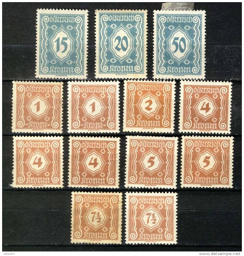 Österreich / Austria 1922, Lot Of 13 Unused Porto Stamps From The Series - Neufs